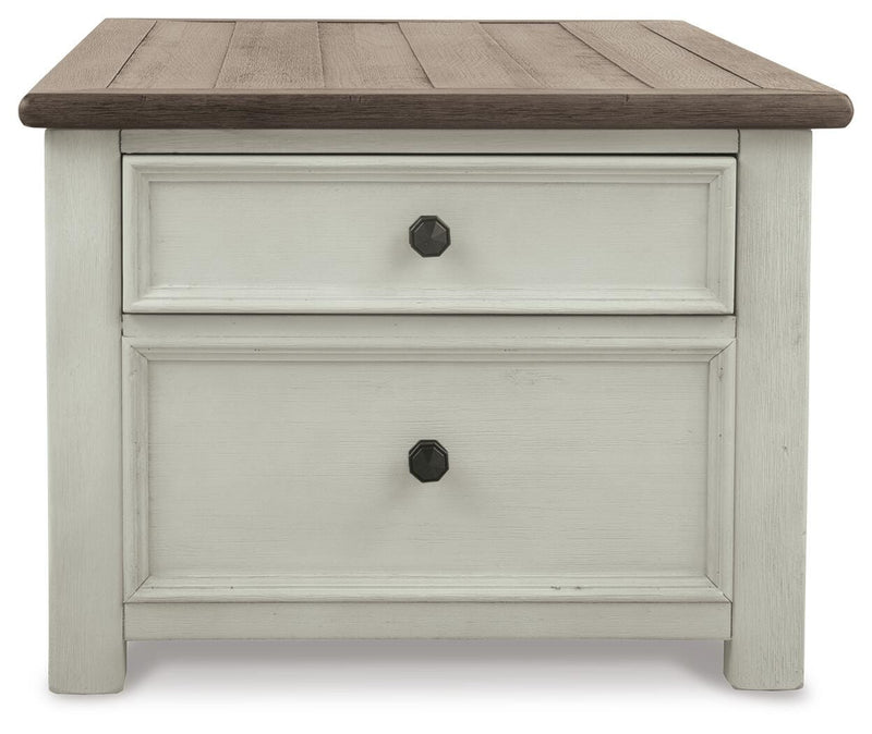 Ashley Furniture Bolanburg lift-top coffee table with storage, featuring a modern design and a spacious surface for versatile use.
