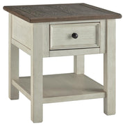 Ashley Furniture Bolanburg Occasional Table Set with two sleek wooden tables featuring dark finishes and modern design.