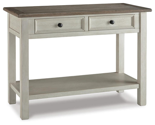 Ashley Furniture Bolanburg end table with a sleek wooden top and tapered legs, perfect for living room or entryway decor.