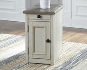 Ashley Furniture Bolanburg Occasional Table Set with two wooden tables featuring metal accents and a rustic finish.