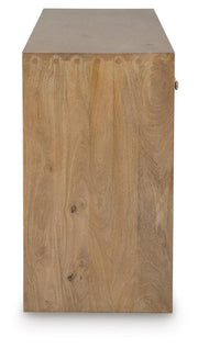Ashley Furniture Ella Grove Console sofa table with a sleek wood finish and modern design, ideal for living room decor.