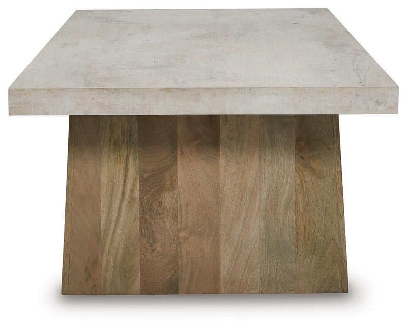 Ashley Furniture Brendalhouse stationary occasional table set with two wooden side tables featuring a warm finish and classic design.