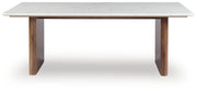 Ashley Furniture Isanti Occasional Table Set with round wood tables featuring sleek metal legs and a modern design.