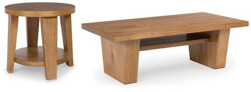 Ashley Furniture Kristiland occasional table set featuring two modern wooden tables with sleek design and dark finish.