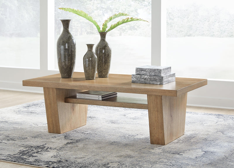 Ashley Furniture Kristiland Occasional Table Set with wooden tables featuring smooth surfaces and sturdy legs.