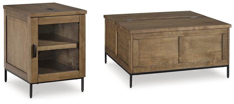 Ashley Furniture Torlanta occasional table set with two wooden tables featuring sleek, modern design and natural wood finish.
