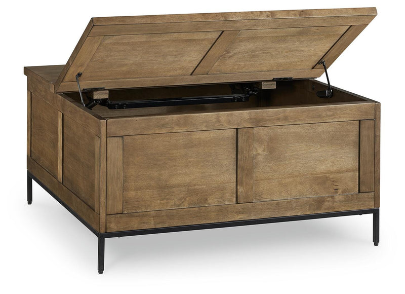 Set of Ashley Furniture Torlanta Occasional Tables with open square and round surfaces in dark wood finish