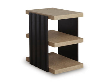 Ashley Furniture Rylandyn end table with a modern wooden finish, featuring a sleek rectangular design and sturdy legs.