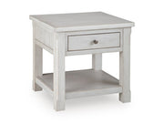Ashley Furniture Robbinsdale end table with a stylish wooden finish, featuring a compact design and storage drawer.