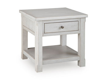 Ashley Furniture Robbinsdale end table with a stylish wooden finish, featuring a compact design and storage drawer.
