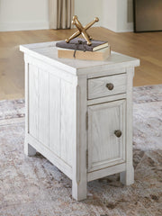 Ashley Furniture Robbinsdale chairside end table with wood finish and square top, designed for convenient living room placement.