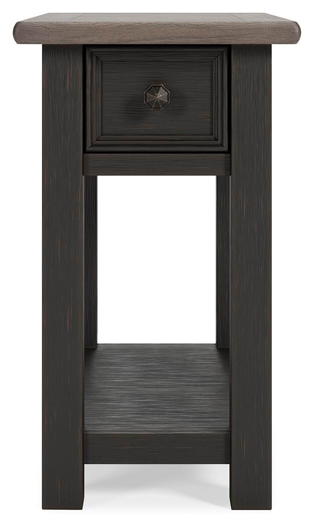 Ashley Furniture Tyler Creek End Table Set featuring two wooden tables with a natural finish and modern design.
