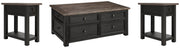 Ashley Furniture Tyler Creek occasional table set with three wooden tables featuring a warm finish and modern design.