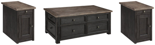 Ashley Furniture Tyler Creek occasional table set with two wooden tables featuring natural wood finish and modern design.