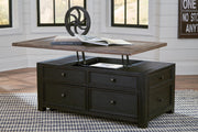 Ashley Furniture Tyler Creek table set with a wooden rectangular table and matching chairs, open view of the dining set.