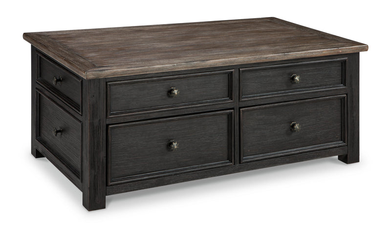 Ashley Furniture Tyler Creek Occasional Table Set with three wooden tables featuring a warm, rustic finish.