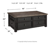 Ashley Furniture Tyler Creek occasional table set featuring two wooden tables with a warm finish and modern design.