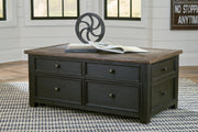 Ashley Furniture Tyler Creek occasional table set with two wood tables featuring a warm finish and elegant design.