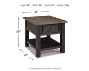Set of two Ashley Furniture Tyler Creek end tables with wood finish and simple design, perfect for living room decor.