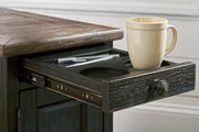 Ashley Furniture Tyler Creek occasional table set with three rustic wood tables and metal accents, perfect for living room decor.