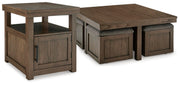 Ashley Furniture Boardernest occasional table set with three nesting tables featuring wood finish and modern design.