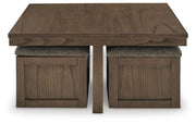 Ashley Furniture Boardernest Occasional Table Set with three nested tables featuring wood finish and modern design.