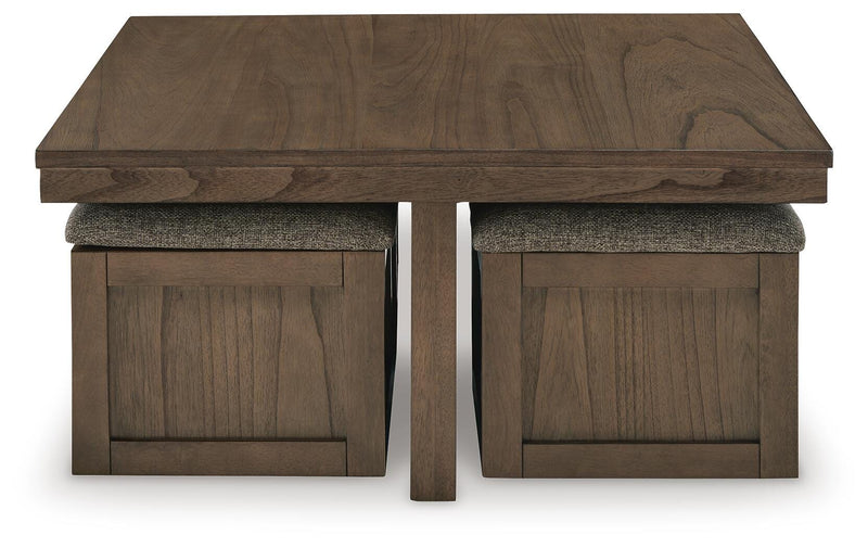 Ashley Furniture Boardernest Occasional Table Set with three nested tables featuring wood finish and modern design.