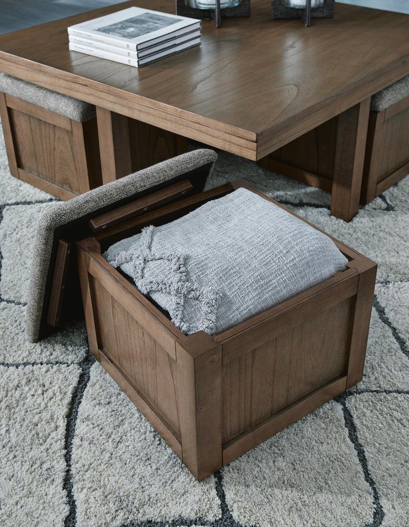 Ashley Furniture Boardernest Occasional Table Set with two stylish tables, featuring storage compartments and modern design.