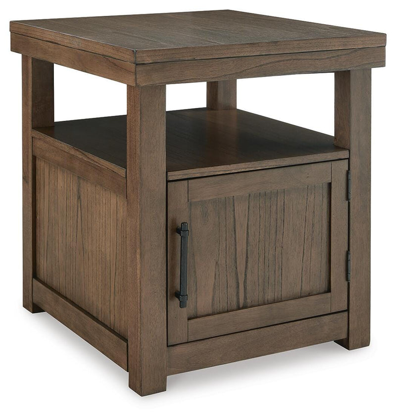 Ashley Furniture Boardernest occasional table set with three interconnected tables featuring sleek wood finish and modern design.
