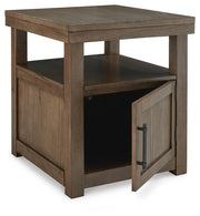 Ashley Furniture Boardernest Occasional Table Set with three interconnected wooden tables in a modern design.