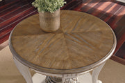 Ashley Furniture Realyn Occasional Table Set featuring two modern wooden tables with sleek, minimalist design.