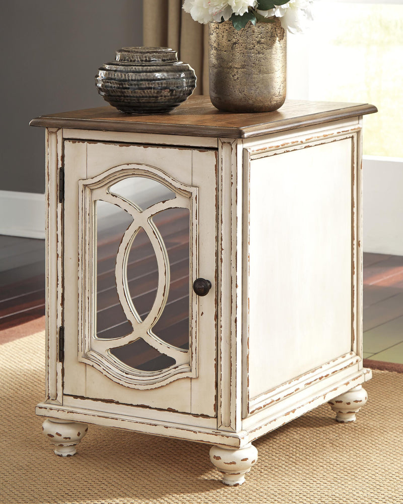 Ashley Furniture Realyn Occasional Table Set with two stylish tables, featuring a modern design and dark wood finish.