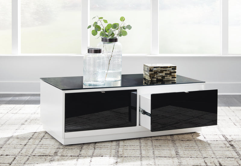 Ashley Furniture Gardoni table set with a modern wooden table and matching chairs, shown from an open side view.