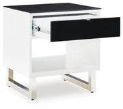 Ashley Furniture Gardoni table set with open-angle design, featuring a modern table and matching chairs for contemporary dining.