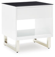 Ashley Furniture Gardoni table set featuring a sleek wooden table with matching chairs and modern design.