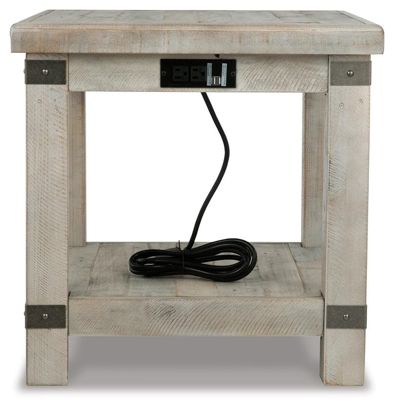 Ashley Furniture Carynhurst End Table with dark wood finish, featuring a rectangular top and classic design.