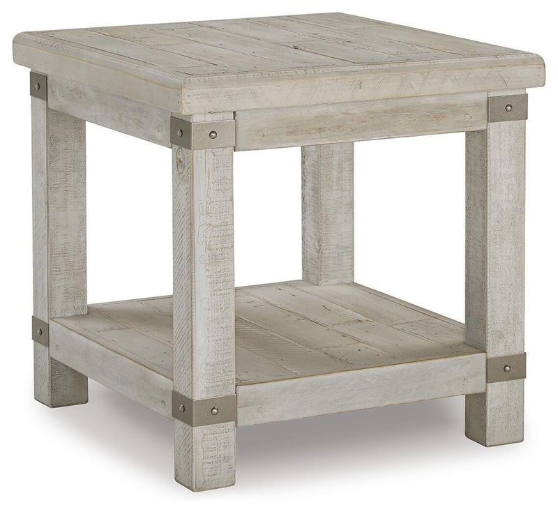 Ashley Furniture Carynhurst occasional table set with three wooden tables featuring dark stained finishes and elegant design.