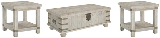 Ashley Furniture Carynhurst Occasional Table Set featuring two wooden tables with a warm finish and elegant design.