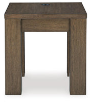 Ashley Furniture Rosswain occasional table set featuring two wooden tables with sleek modern designs and sturdy construction.