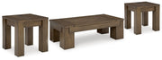 Ashley Furniture Rosswain occasional table set featuring two stylish wooden tables with dark finish and modern design.