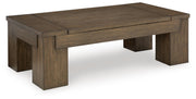Ashley Furniture Rosswain occasional table set with three stylish tables shown from an angled view.