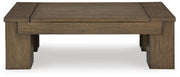 Ashley Furniture Rosswain occasional table set featuring a modern wooden design with a light finish and sleek metal accents.