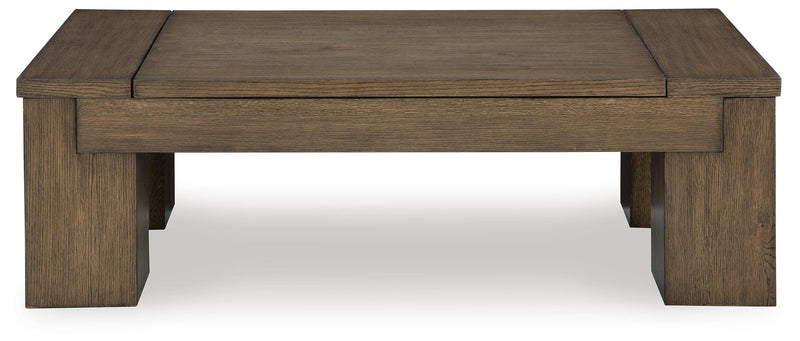 Ashley Furniture Rosswain occasional table set featuring a modern wooden design with a light finish and sleek metal accents.
