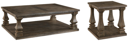 Ashley Furniture Johnelle table set with a rectangular wooden table and matching chairs, featuring a warm finish and sleek design.