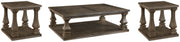 Ashley Furniture Johnelle Occasional Table Set with three wooden accent tables featuring a warm finish and modern design.