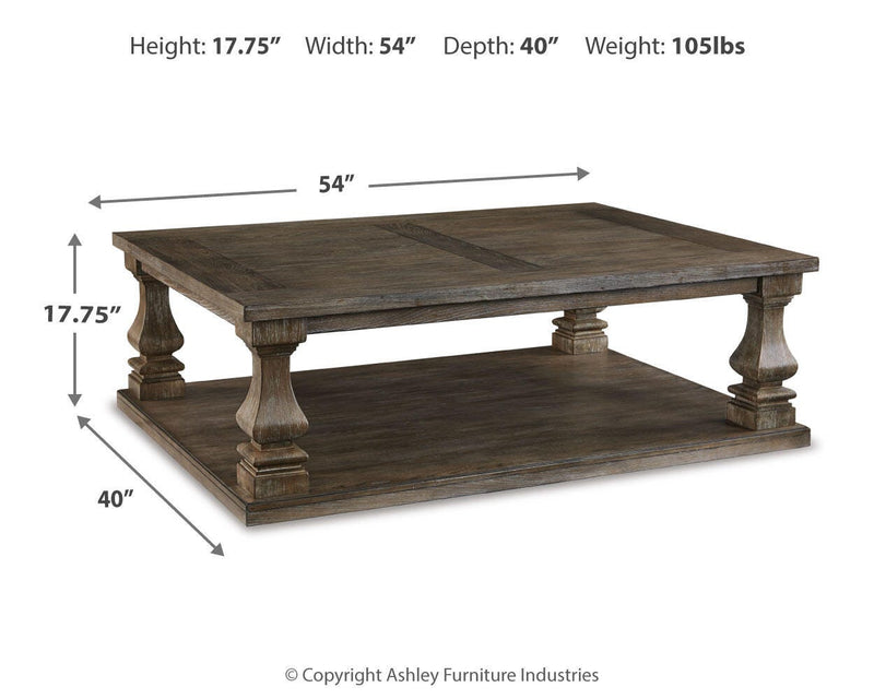 Ashley Furniture Johnelle Occasional Table Set with two modern wooden tables, featuring sleek tabletops and sturdy legs.
