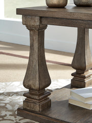Ashley Furniture Johnelle Occasional Table Set with three stylish tables featuring wood finishes and modern design details.