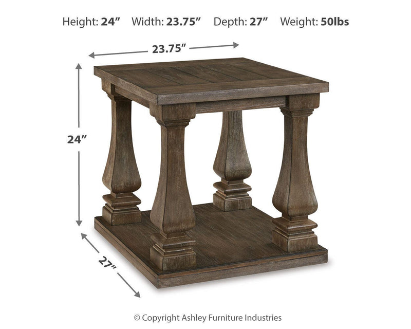 Ashley Furniture Johnelle Occasional Table Set with three stylish tables featuring wood finishes and modern design.