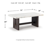 Ashley Furniture Burkhaus Occasional Table Set featuring a modern wood finish and sleek design with multiple tables.