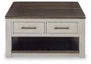 Ashley Furniture Darborn Occasional Table Set showing three wooden tables with dark finish and modern design.